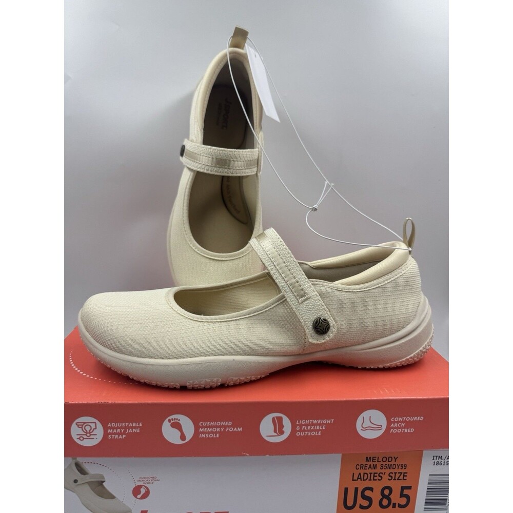 Jsport Womens Shoes Beige Mary Jane Memory Foam Contoured Arch Lightweight 8.5